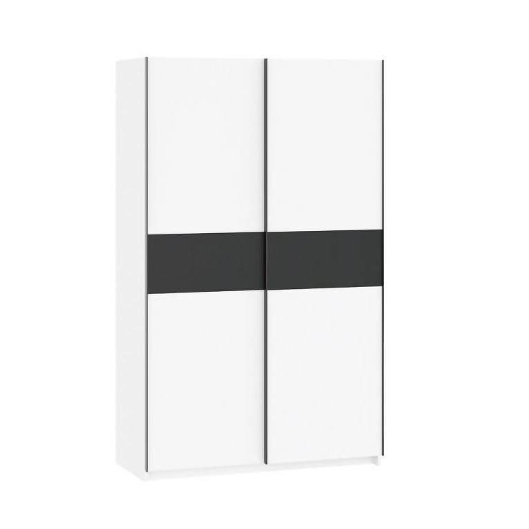 Guardaroba 2 Ante Bianco Nero Antracite 2 Ripiani Appendiabiti 120x204h cm, 2 Ante - Maba