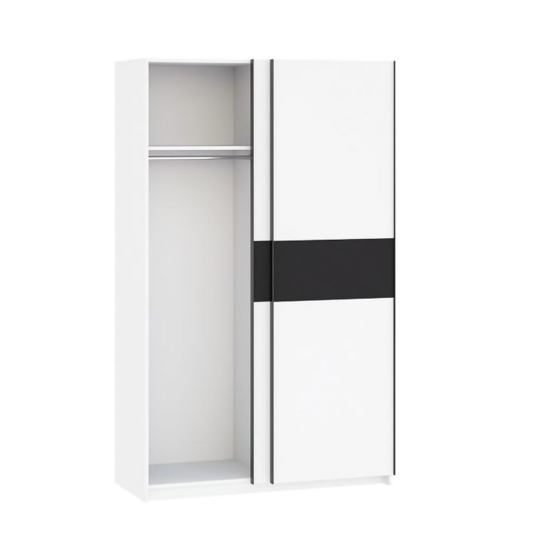Guardaroba 2 Ante Bianco Nero Antracite 2 Ripiani Appendiabiti 120x204h cm, 2 Ante - Maba