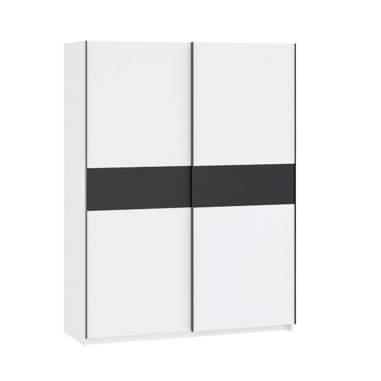 Guardaroba 2 Ante Bianco Nero Antracite 2 Ripiani Appendiabiti 150x204h cm, 2 Ante - Manita