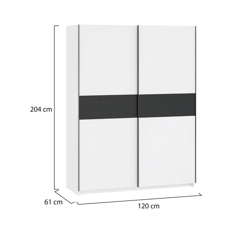 Guardaroba 2 Ante Bianco Nero Antracite 2 Ripiani Appendiabiti 150x204h cm, 2 Ante - Manita