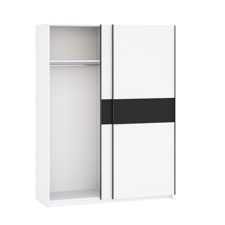 Guardaroba 2 Ante Bianco Nero Antracite 2 Ripiani Appendiabiti 150x204h cm, 2 Ante - Manita