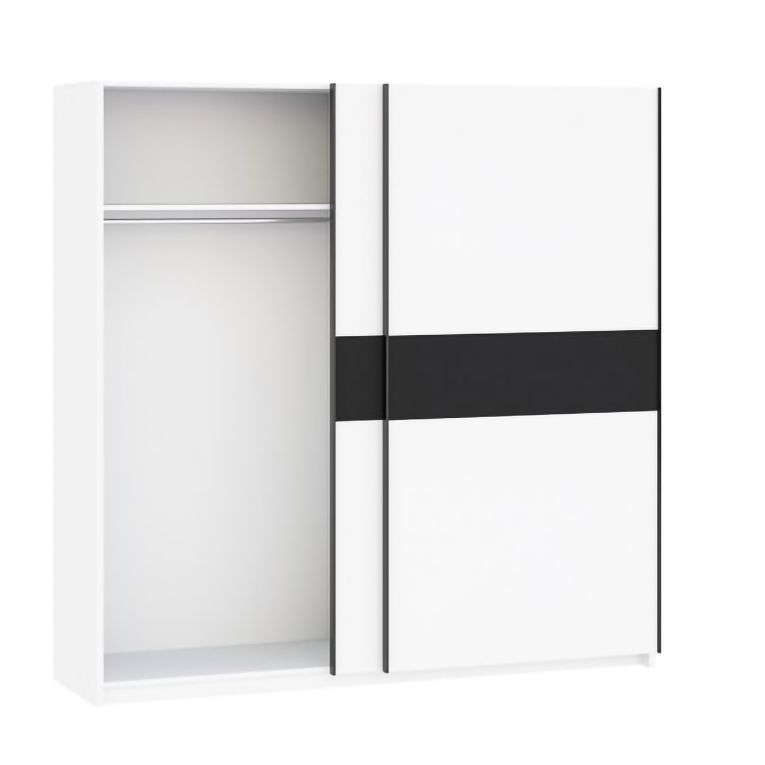 Guardaroba 2 Ante Bianco Nero Antracite 2 Ripiani Appendiabiti 200x204h cm, 2 Ante - Nalika