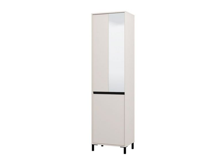 Guardaroba 2 Ante Bianco Nero Appendiabiti 2 Ripiani 54.5x205.5h cm, 3 Vani - Monta
