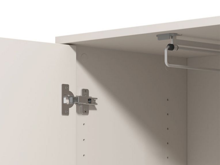 Guardaroba 2 Ante Bianco Nero Appendiabiti 2 Ripiani 54.5x205.5h cm, 3 Vani - Monta