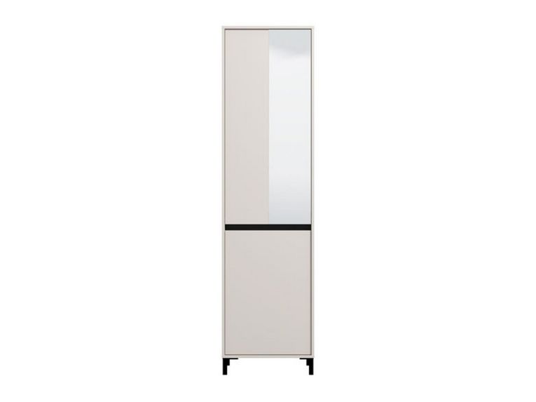Guardaroba 2 Ante Bianco Nero Appendiabiti 2 Ripiani 54.5x205.5h cm, 3 Vani - Monta