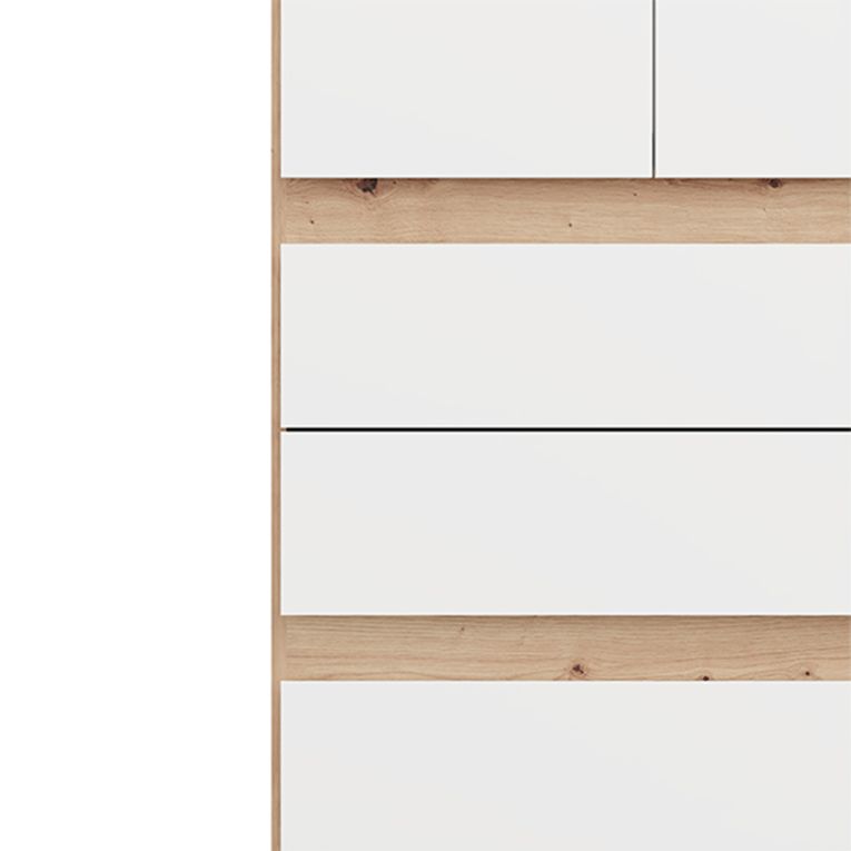 Guardaroba 2 Ante Bianco Opaco Marrone Rovere Nodi Appendiabiti 3 Cassetti 79x208h cm, un Ripiano - Venas