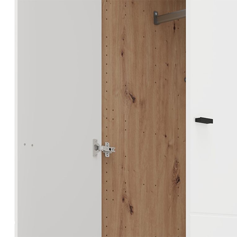 Guardaroba 2 Ante Bianco Opaco Marrone Rovere Nodi Appendiabiti un Ripiano 79x208h cm, 2 Ante - Pomar