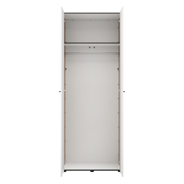Guardaroba 2 Ante Bianco Opaco Marrone Rovere Nodi Appendiabiti un Ripiano 79x208h cm, 2 Ante - Pomar