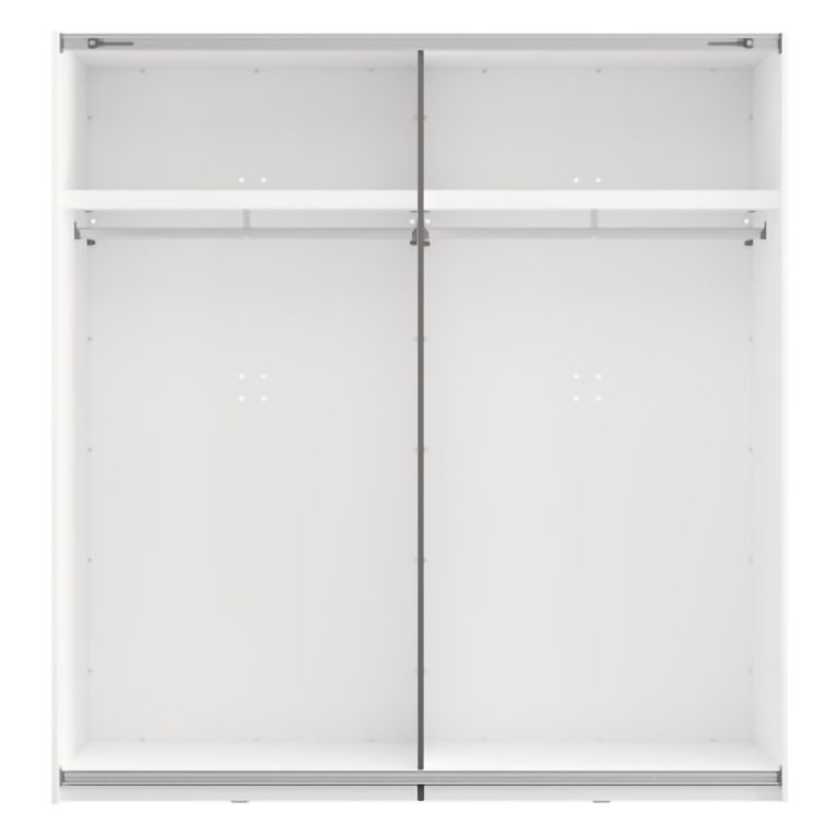 Guardaroba 2 Ante Bianco Opaco Nero 2 Ripiani Appendiabiti 195x205h cm, Apertura Scorrevole - Asilah