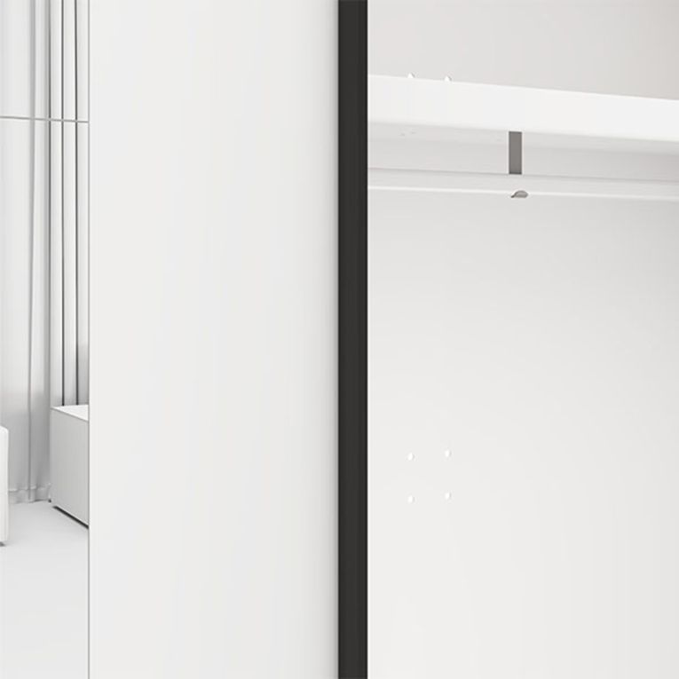 Guardaroba 2 Ante Bianco Opaco Nero 2 Ripiani Appendiabiti 220x205h cm, Apertura Scorrevole - Lalibe