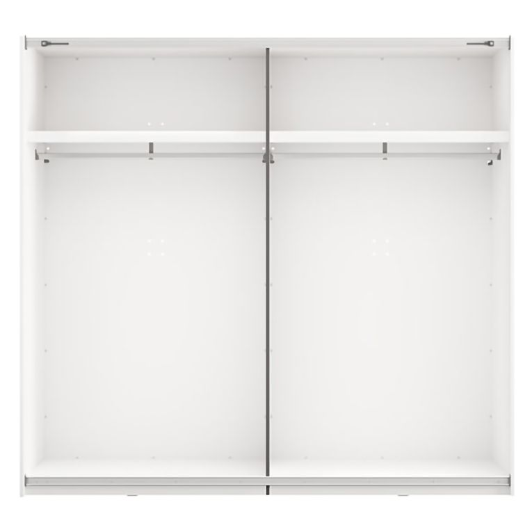 Guardaroba 2 Ante Bianco Opaco Nero 2 Ripiani Appendiabiti 220x205h cm, Apertura Scorrevole - Lalibe