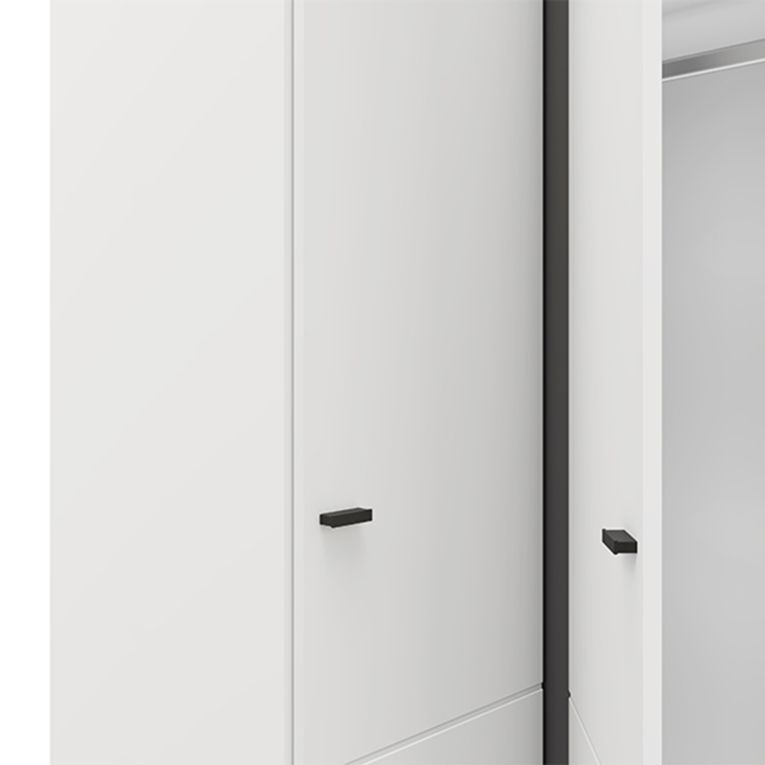 Guardaroba 2 Ante Bianco Opaco Nero 4 Ripiani Appendiabiti 95x208h cm, Apertura Battente - Tavole