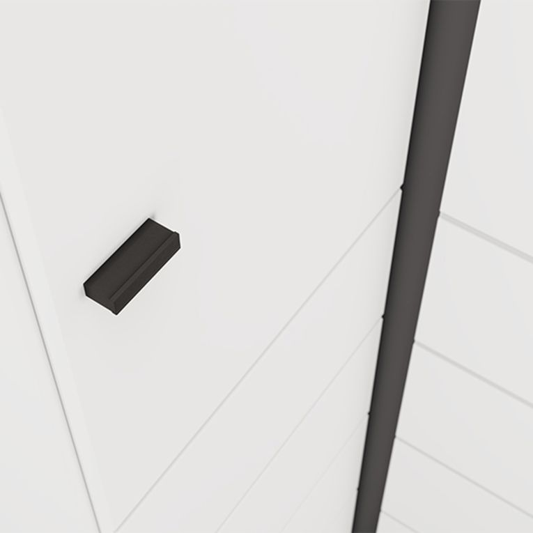 Guardaroba 2 Ante Bianco Opaco Nero 4 Ripiani Appendiabiti 95x208h cm, Apertura Battente - Tavole