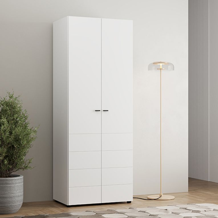 Guardaroba 2 Ante Bianco Opaco Nero Appendiabiti un Ripiano 79x208h cm, 2 Ante - Pomar