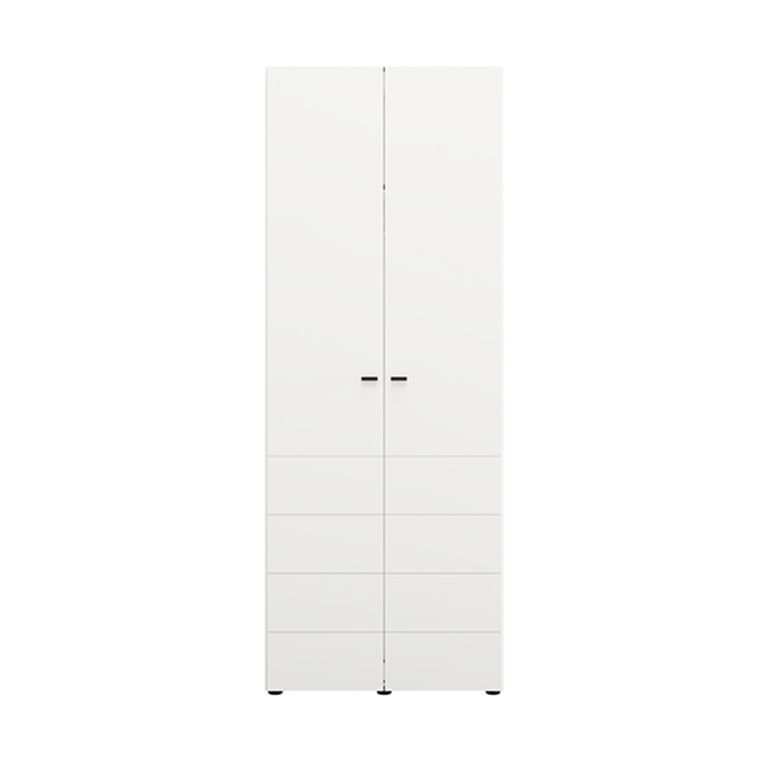 Guardaroba 2 Ante Bianco Opaco Nero Appendiabiti un Ripiano 79x208h cm, 2 Ante - Pomar
