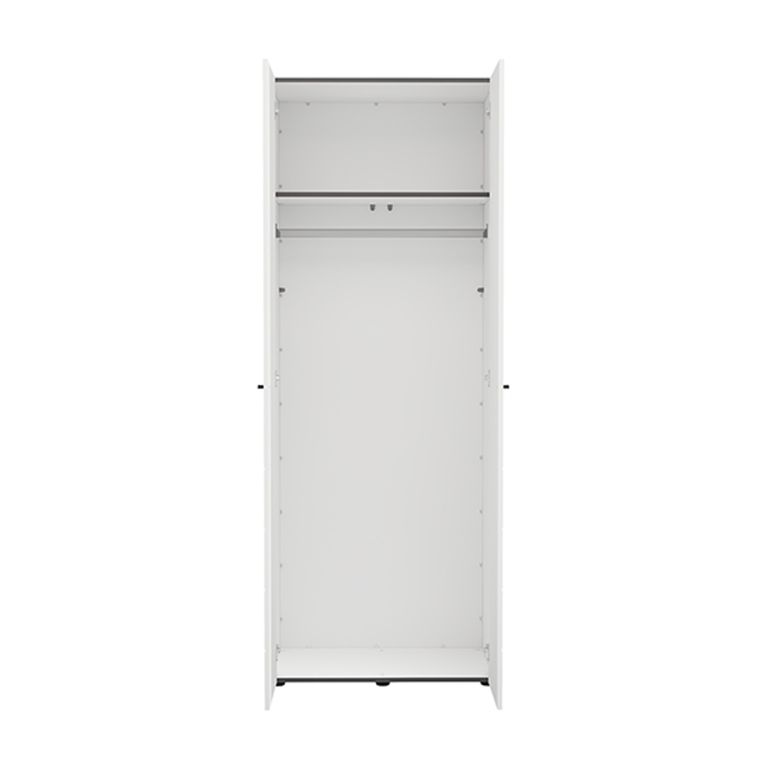 Guardaroba 2 Ante Bianco Opaco Nero Appendiabiti un Ripiano 79x208h cm, 2 Ante - Pomar