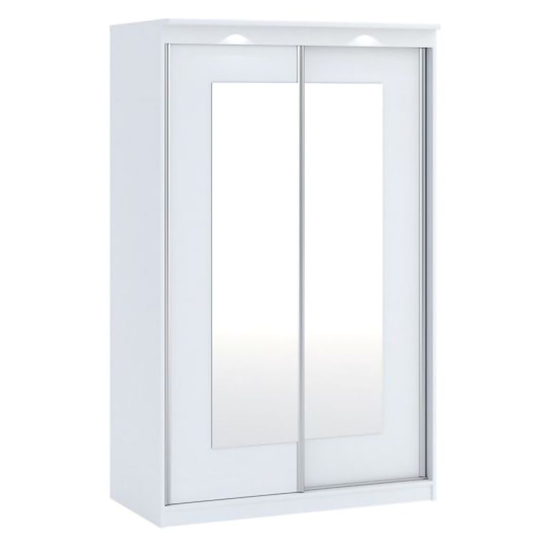 Guardaroba 2 Ante Bianco Traparente 2 Ripiani Appendiabiti 120x195h cm, 2 Ante - Lesela