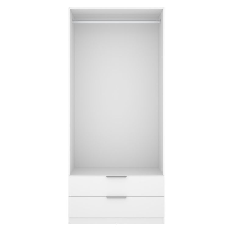 Guardaroba 2 Ante Bianco un Ripiano Appendiabiti 51x204h cm, 2 Cassetti - Montclare