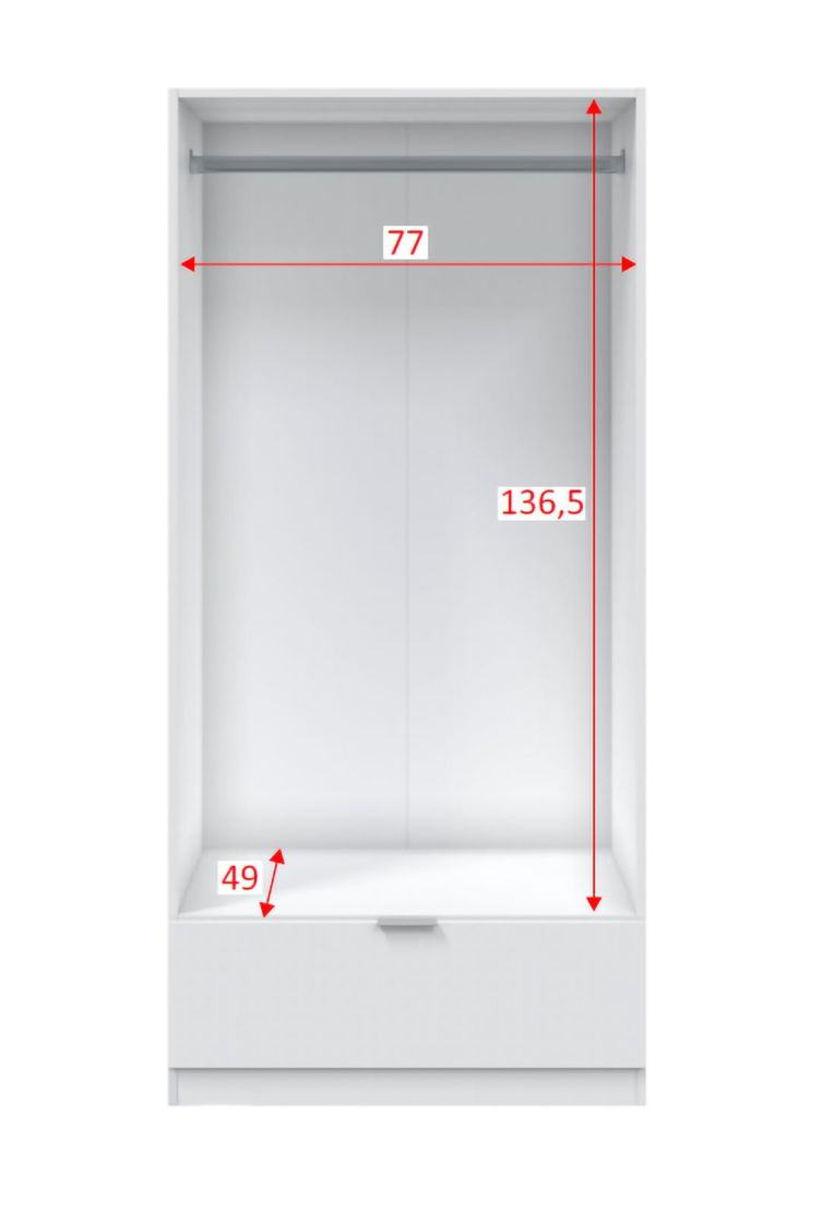 Guardaroba 2 Ante Bianco un Ripiano Appendiabiti 80x170h cm, un Cassetto - Budoia