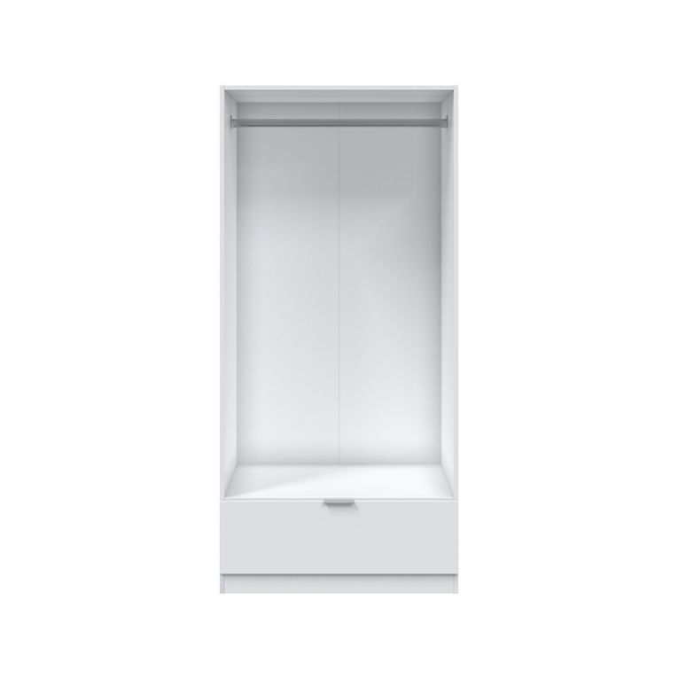 Guardaroba 2 Ante Bianco un Ripiano Appendiabiti 80x170h cm, un Cassetto - Budoia