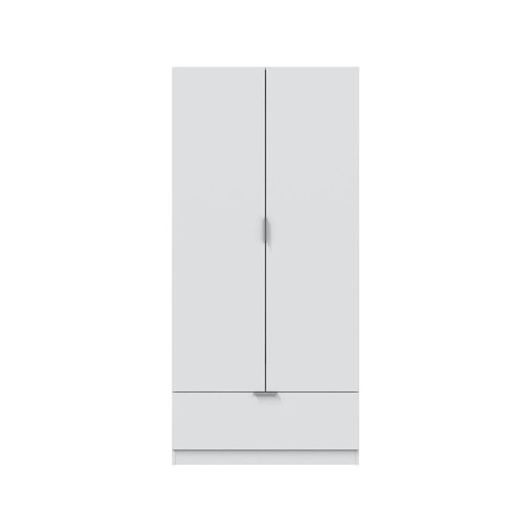 Guardaroba 2 Ante Bianco un Ripiano Appendiabiti 80x170h cm, un Cassetto - Budoia