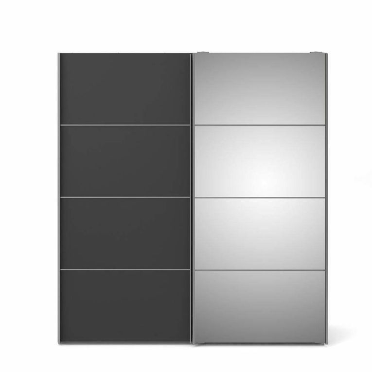 Guardaroba 2 ante Blandina, Mobile camera da letto, Cabina armadio portabiti, Armadio appendiabiti, 182x64 h202 cm, Bianco e Grigio