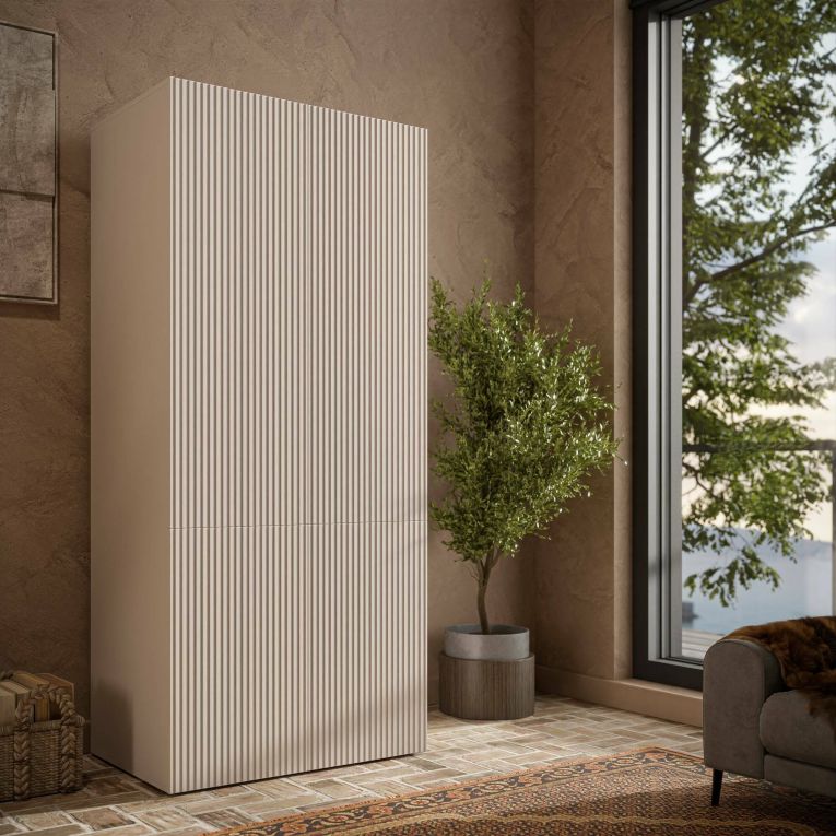 Guardaroba 2 ante Caiazzo, 90x56 h199 cm, Beige
