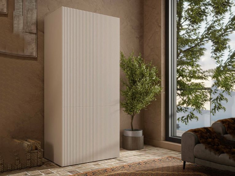 Guardaroba 2 ante Caiazzo, 90x56 h199 cm, Beige