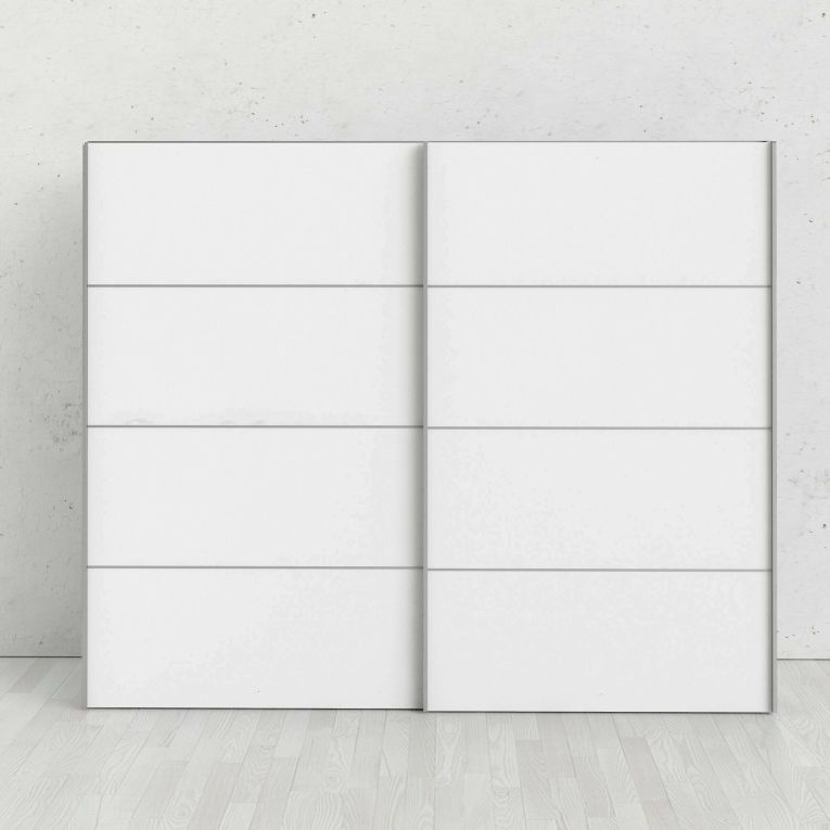 Guardaroba 2 ante Calixte, Mobile camera da letto, Cabina armadio portabiti, Armadio appendiabiti, 243x64 h202 cm, Bianco
