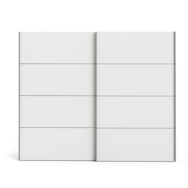 Guardaroba 2 ante Calixte, Mobile camera da letto, Cabina armadio portabiti, Armadio appendiabiti, 243x64 h202 cm, Bianco