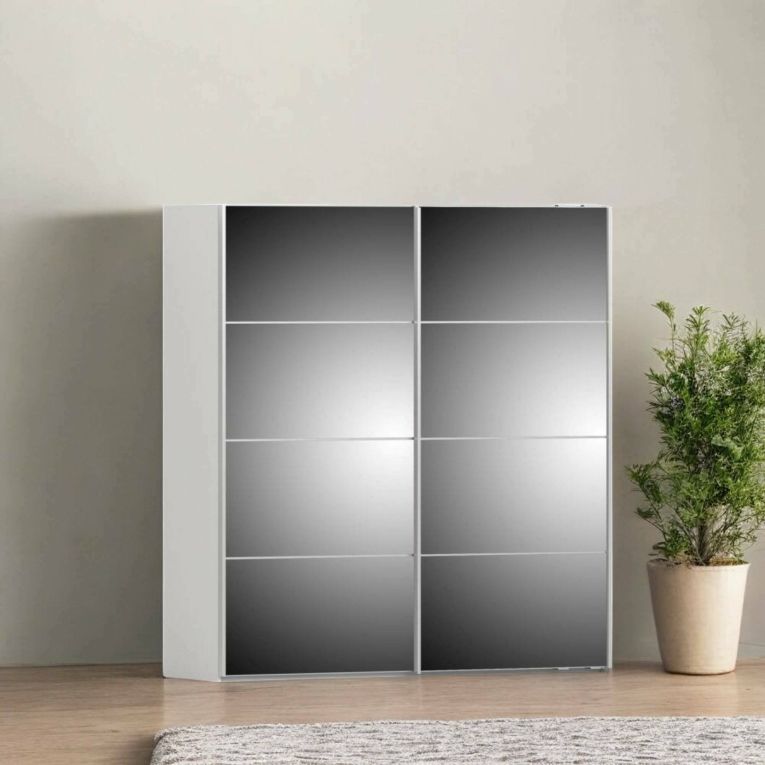 Guardaroba 2 ante Charline, Mobile camera da letto, Cabina armadio portabiti, Armadio appendiabiti, 182x64 h202 cm, Bianco