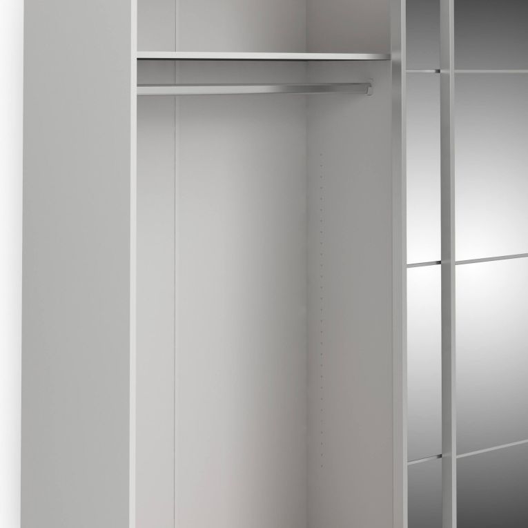 Guardaroba 2 ante Charline, Mobile camera da letto, Cabina armadio portabiti, Armadio appendiabiti, 182x64 h202 cm, Bianco