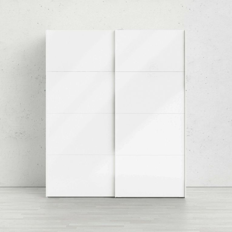 Guardaroba 2 ante Christa, Mobile camera da letto, Cabina armadio portabiti, Armadio appendiabiti, 182x62 h220 cm, Bianco
