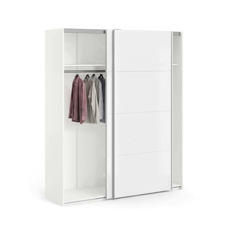 Guardaroba 2 ante Christa, Mobile camera da letto, Cabina armadio portabiti, Armadio appendiabiti, 182x62 h220 cm, Bianco
