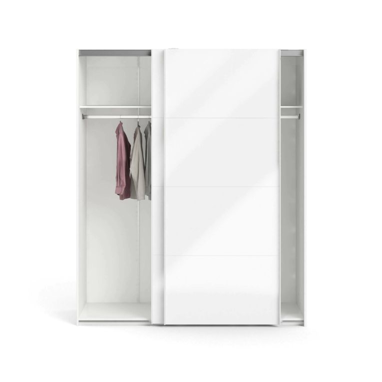 Guardaroba 2 ante Christa, Mobile camera da letto, Cabina armadio portabiti, Armadio appendiabiti, 182x62 h220 cm, Bianco