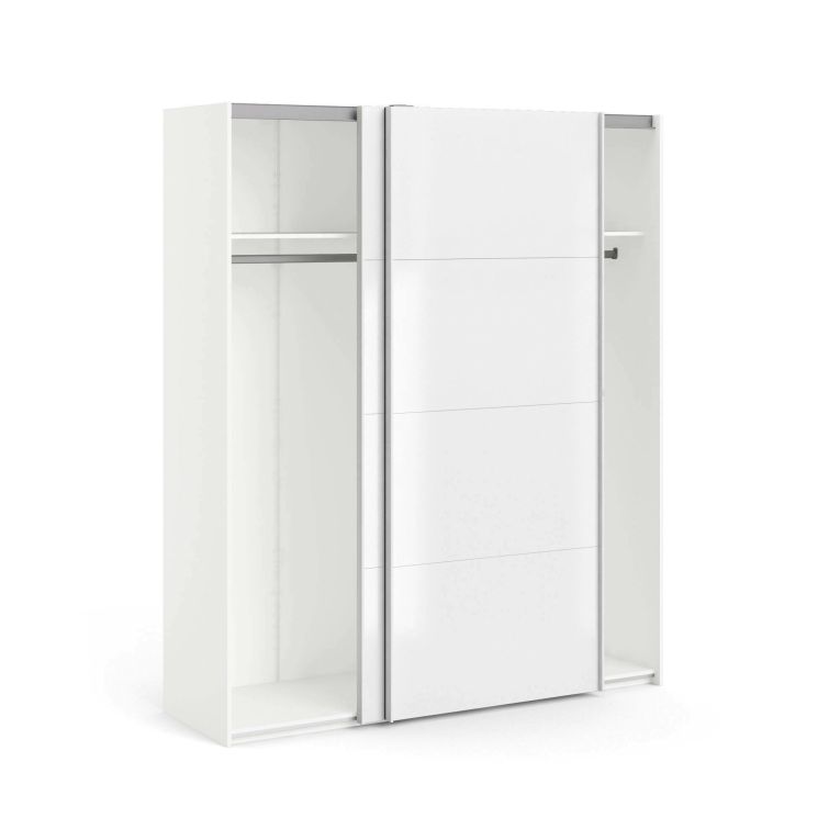 Guardaroba 2 ante Christa, Mobile camera da letto, Cabina armadio portabiti, Armadio appendiabiti, 182x62 h220 cm, Bianco