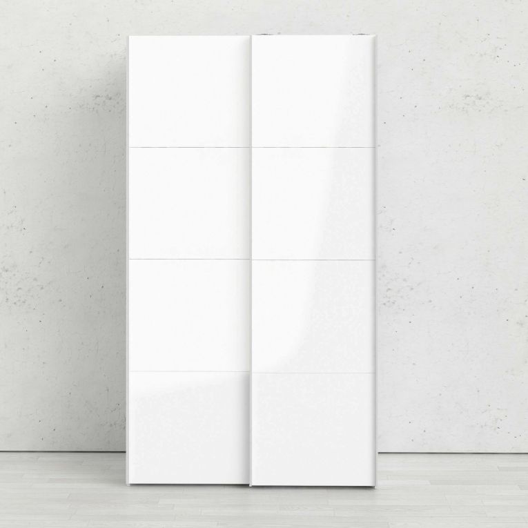 Guardaroba 2 ante Clarine, Mobile camera da letto, Cabina armadio portabiti, Armadio appendiabiti, 122x62 h220 cm, Bianco