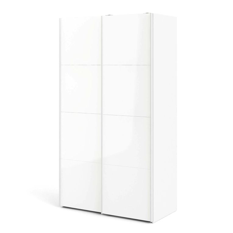 Guardaroba 2 ante Clarine, Mobile camera da letto, Cabina armadio portabiti, Armadio appendiabiti, 122x62 h220 cm, Bianco