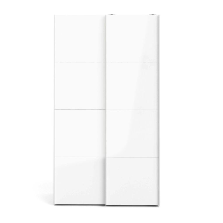 Guardaroba 2 ante Clarine, Mobile camera da letto, Cabina armadio portabiti, Armadio appendiabiti, 122x62 h220 cm, Bianco