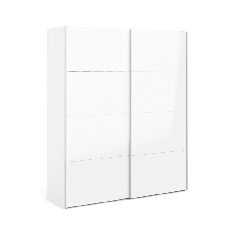Guardaroba 2 ante Clary, Mobile camera da letto, Cabina armadio portabiti, Armadio appendiabiti, 182x62 h220 cm, Bianco