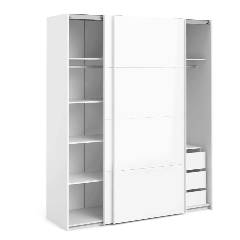 Guardaroba 2 ante Clary, Mobile camera da letto, Cabina armadio portabiti, Armadio appendiabiti, 182x62 h220 cm, Bianco