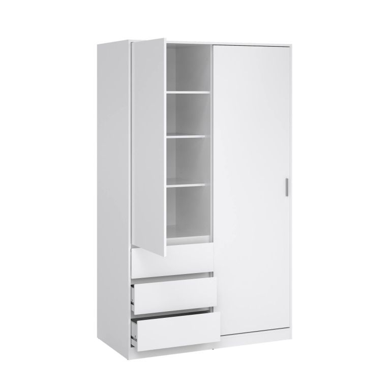 Guardaroba 2 ante Clemence, Mobile camera da letto, Cabina armadio portabiti, Armadio appendiabiti, 60x119 h200 cm, Bianco