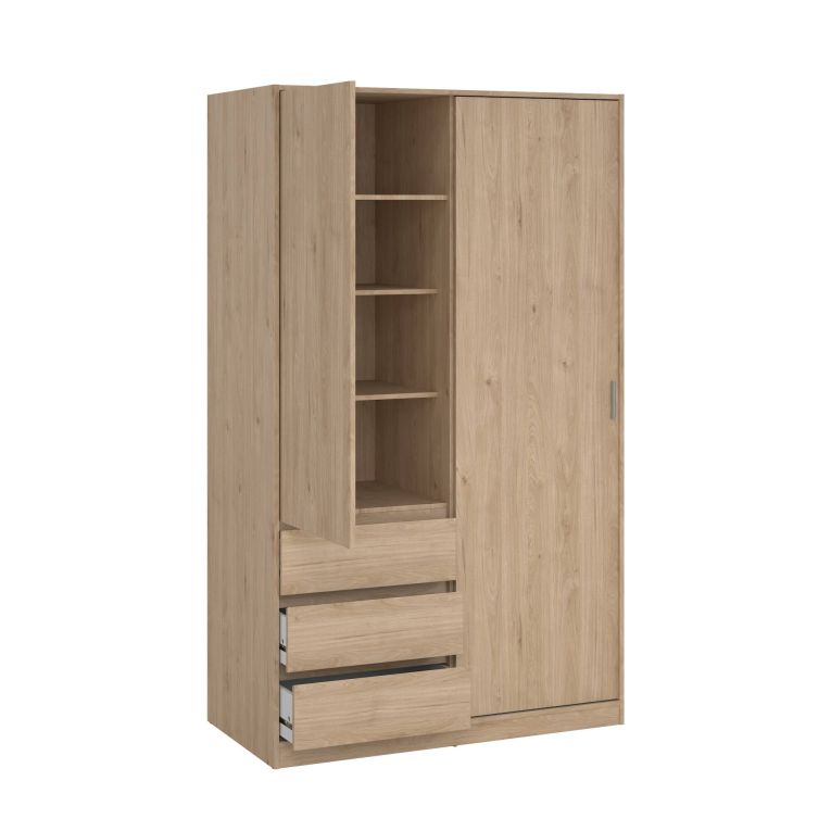 Guardaroba 2 ante Clemence, Mobile camera da letto, Cabina armadio portabiti, Armadio appendiabiti, 60x119 h200 cm, Rovere