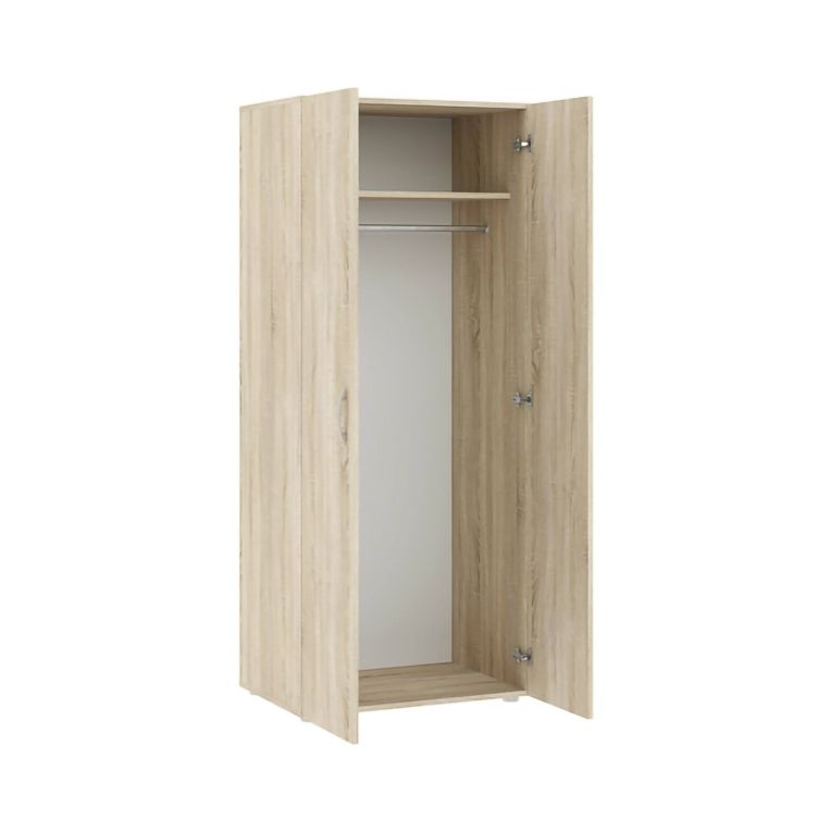 Guardaroba 2 ante Cork, Mobile camera da letto, Cabina armadio portabiti, Armadio appendiabiti, 74x52 h179 cm, Rovere