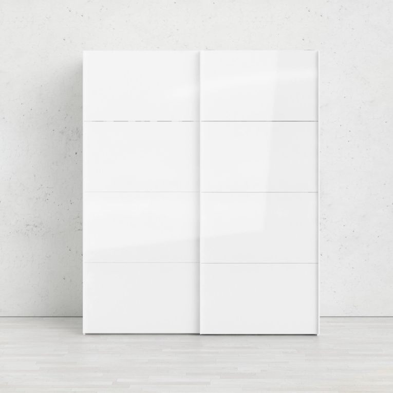 Guardaroba 2 ante Cyrill, Mobile camera da letto, Cabina armadio portabiti, Armadio appendiabiti, 62x182 h220 cm, Bianco