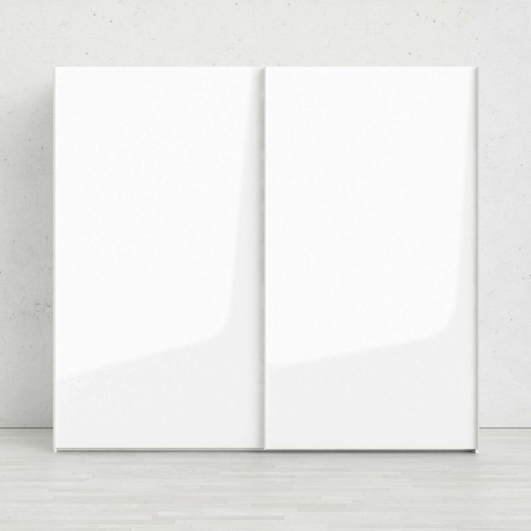 Guardaroba 2 ante Cyrille, Mobile camera da letto, Cabina armadio portabiti, Armadio appendiabiti, 61x243 h220 cm, Bianco
