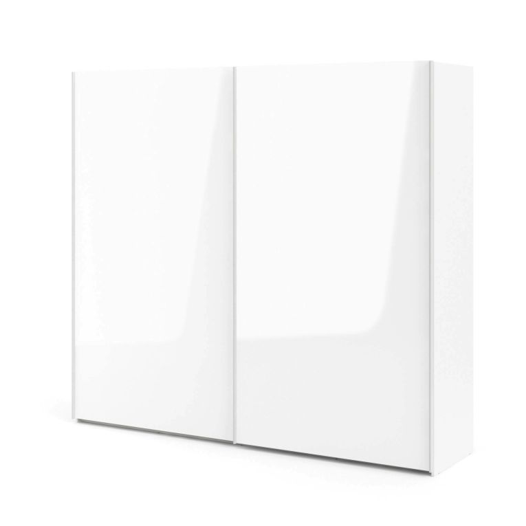 Guardaroba 2 ante Cyrille, Mobile camera da letto, Cabina armadio portabiti, Armadio appendiabiti, 61x243 h220 cm, Bianco