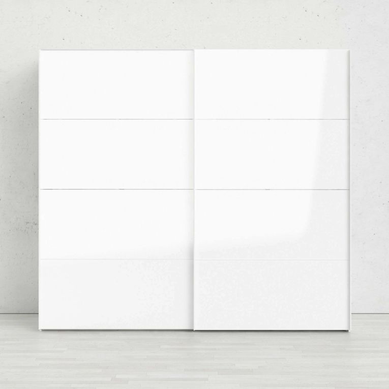 Guardaroba 2 ante Damienne, Mobile camera da letto, Cabina armadio portabiti, Armadio appendiabiti, 61x243 h220 cm, Bianco