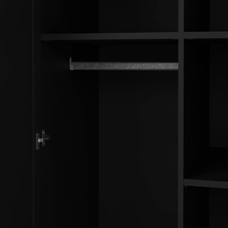 Guardaroba 2 ante Daphne, Mobile camera da letto, Cabina armadio portabiti, Armadio appendiabiti, 63x96 h200 cm, Nero