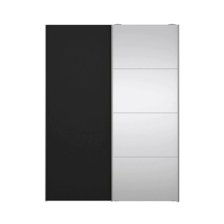 Guardaroba 2 ante Diandra, Mobile camera da letto, Cabina armadio portabiti, Armadio appendiabiti, 61x150 h200 cm, Bianco e Nero